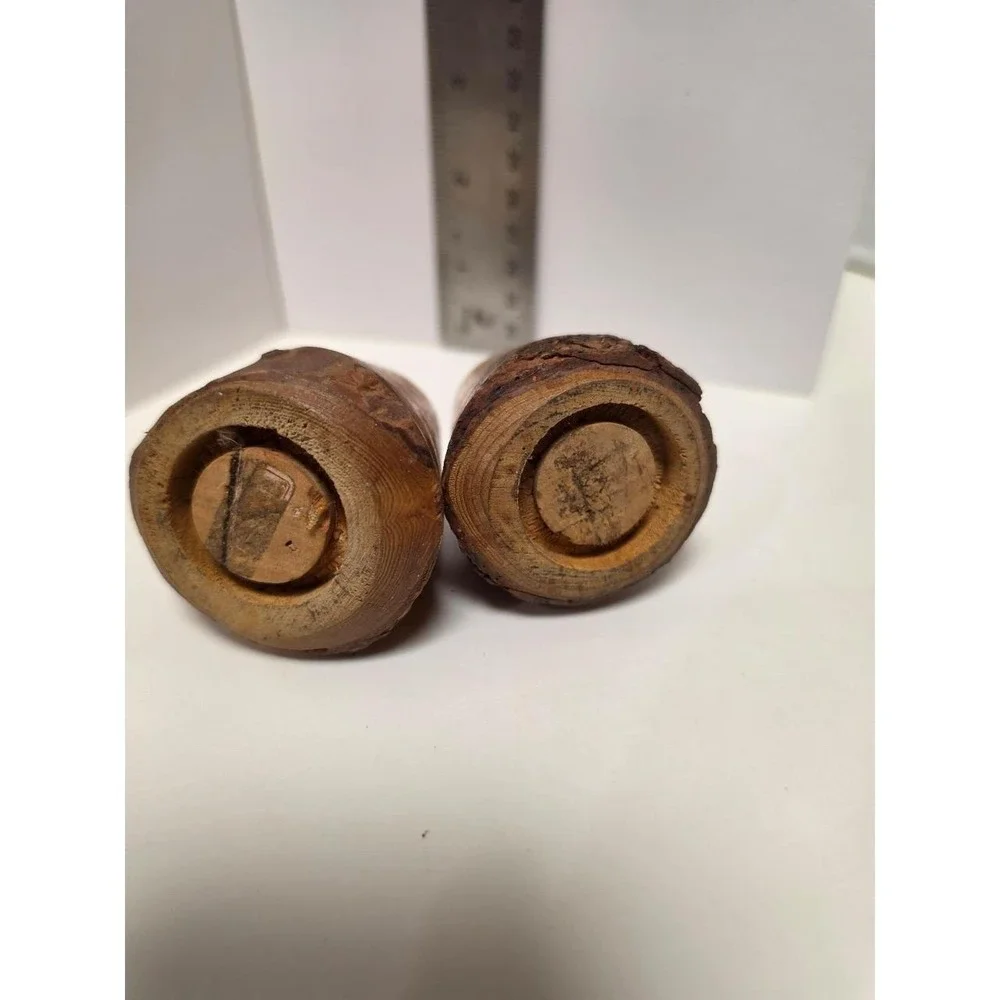 vintage 1950s live-edge‎ wooden souvenir salt and pepper shakers Native American